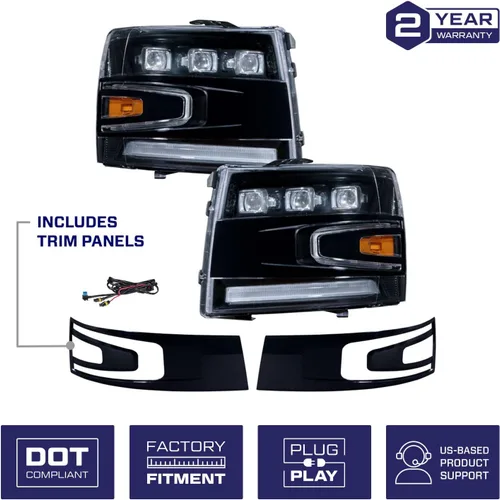 Vista 4 de Form Lighting Faros Delanteros Proyectores LED Secuenciales compatibles con Chevrolet Silverado 2007-2013 (par)