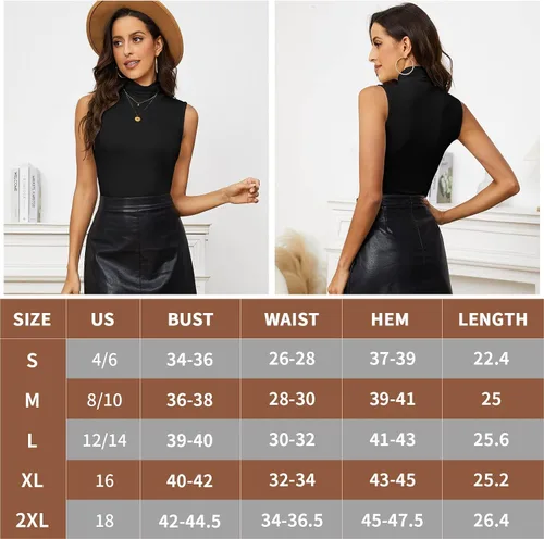 Vista 8 de WOWENY Camisetas de verano sin mangas para mujer, cuello alto, básicas, ajustadas, para negocios, casuales, sin mangas