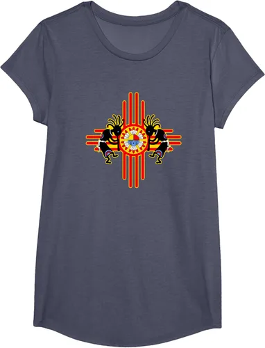 Vista 14 de Native American Kokopelli Kachina Zia Symbol 2 - Camiseta divertida para fanáticos, Negro