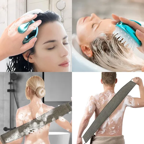 Vista 6 de Depurador de espalda de lufa, depurador de espalda exfoliante de 35.4 pulgadas para baño y ducha, para hombres y mujeres, limpiador Luffa