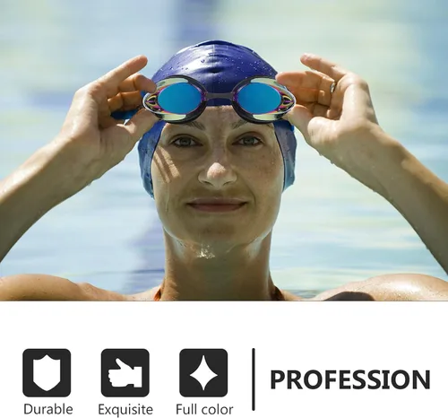 Vista 7 de GLEAVI Adult Swim Goggles Anti-fog Swimming Glasses with Nose Cover, Black Professional Pool Goggles for Men and Women Water Sports