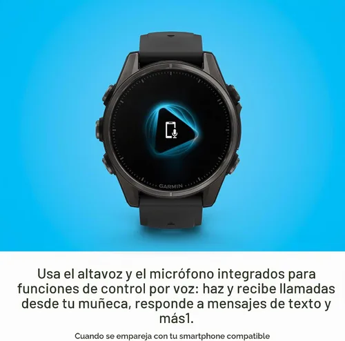Vista 7 de Garmin Fenix 8 Premium - Reloj inteligente multideporte GPS para correr, 43 mm AMOLED, clasificado para buceo, linterna incorporada Titanio DLC