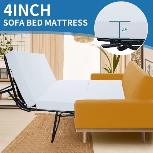 Vista 5 de SUNYRISY Colchón Plegable de Repuesto para Sofá Cama de Espuma Viscoelástica de 4 Pulgadas, Colchón Tríptico para Sofá Cama Extraíble Tamaño Full