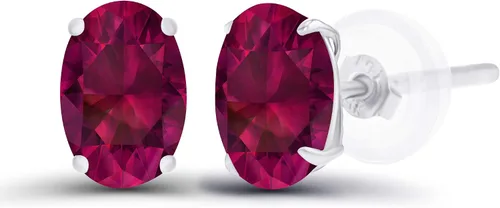 Vista 31 de Aretes ovalados de plata de ley 925 maciza chapados en oro de 0.236 x 0.157 pulgadas con piedra natal genuina para mujer Aretes de tuerca Amatista