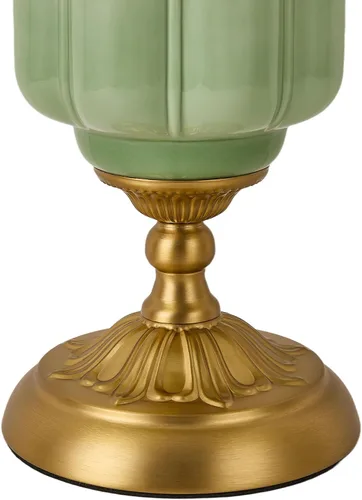 Vista 3 de Lámpara de mesa vintage de vidrio de leche, lámparas modernas de mediados de siglo regulables, elegante lámpara de noche Art Deco festoneada