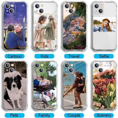 Vista 2 de Funda de teléfono con foto personalizada para iPhone 14 de 6.1 pulgadas, funda de TPU suave personalizada con absorción de golpes para iPhone 14