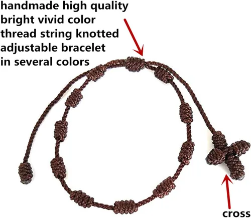 Vista 2 de YouU 16 pulseras de cruz de rosario hechas a mano, Nailon