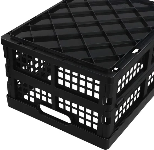 Vista 6 de Cajas de almacenamiento plegables de 16 cuartos de galón, 3 paquetes, contenedor de almacenamiento plegable negro cajón de leche de plástico