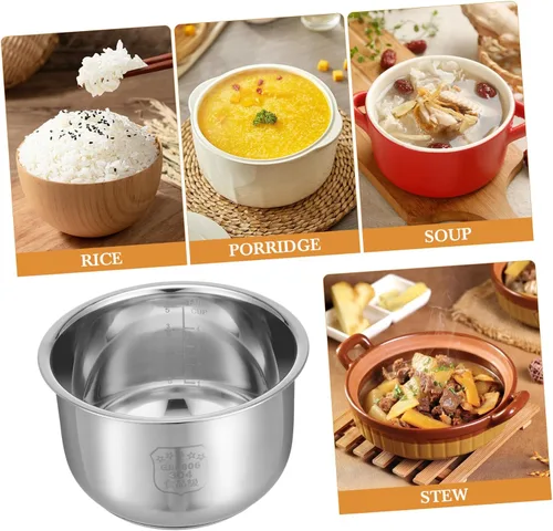 Vista 2 de SHERCHPRY Instants Pot - Olla de cocina interior de acero inoxidable de 2 litros, recipiente interior de repuesto para olla a presión tradicional