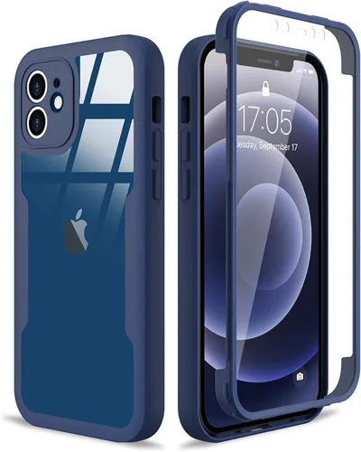 Vista 10 de Carcasa compatible con iPhone 12, diseño transparente, color negro Protector de pantalla integrado a prueba de golpes antiarañazos resistente