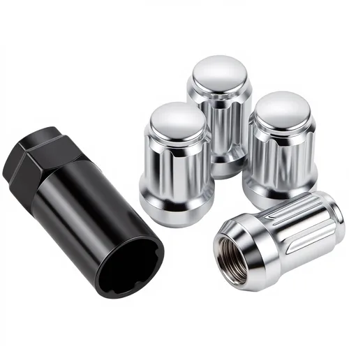 Vista 11 de JiiinMiiin 20 tuercas negras de 1/2 x 20 con sintonizador de 6 ranuras, tuerca de bloqueo de 1/2 pulgada a 20 con 1 llave de enchufe de 60 grados