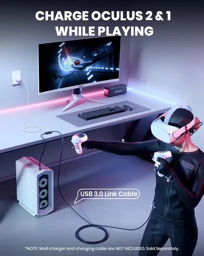 Vista 2 de INIU Cable de conexión, cable VR 16 pies 16.4 ft compatible con accesorios Meta Oculus Quest 2 Pico y PC Gaming Steam VR, cable USB 3.0