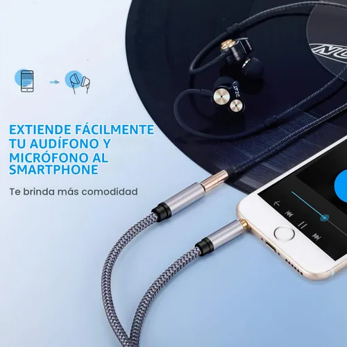 Vista 3 de Tan QY Cable de extensión de audio de 0.1 in de 1 pie, macho a hembra para Plateado