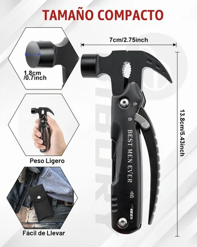 Vista 3 de BIBURY Rellenos de calcetines para hombres, martillo multiherramienta 12 en 1, regalos de elefante blanco para adultos, regalo para papá que lo