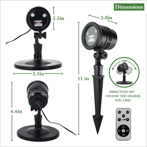 Vista 8 de Proyector de Luces de Navidad para Exteriores, Luces Láser LED de Navidad, Foco de Paisaje, Espectáculo de Estrellas Rojas y Verdes, Impermeable