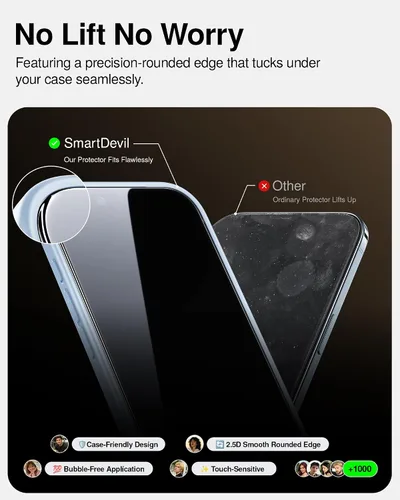 Vista 7 de SMARTDEVIL Paquete de 2 protectores de pantalla de vidrio templado para iPhone Air, protección antirroturas de grado militar, dureza 9H, película
