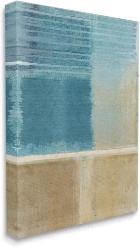 Vista 2 de Stupell Industries Flora Kouta - Lienzo decorativo para pared con pintura azul y bronceado Stupell Industries 16 x 20 Inches, Easy to Hang and