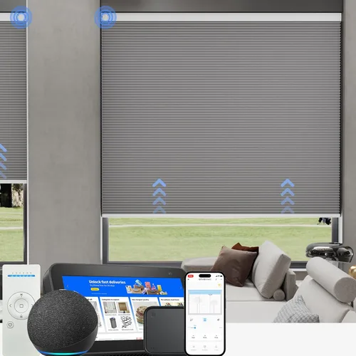 Vista 27 de MYshade Persianas celulares de tamaño personalizado, persianas opacas sin cordones para dormitorio, baño, sala de estar, control de luz, persianas