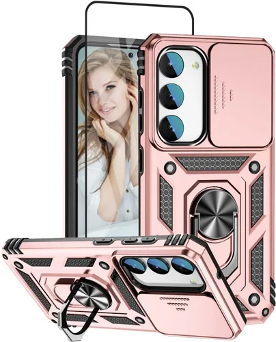 Vista 13 de Funda compatible con Samsung Galaxy S23 Plus 5G, protector de pantalla HD. Soporte magnético integrado, resistente a los golpes, de grado militar