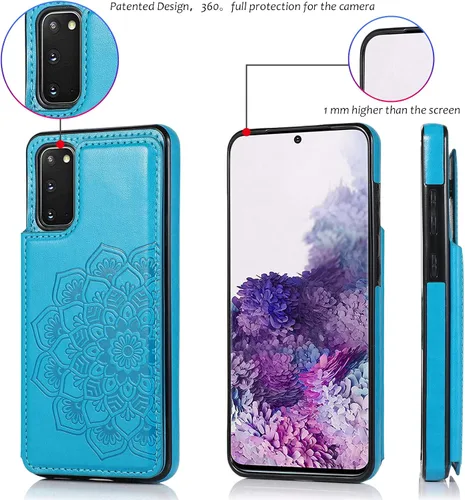 Vista 7 de Asuwish Funda compatible con Samsung Galaxy S20 Plus Glaxay S20+ 5G y protector de pantalla de vidrio templado con ranura para tarjetero, soporte