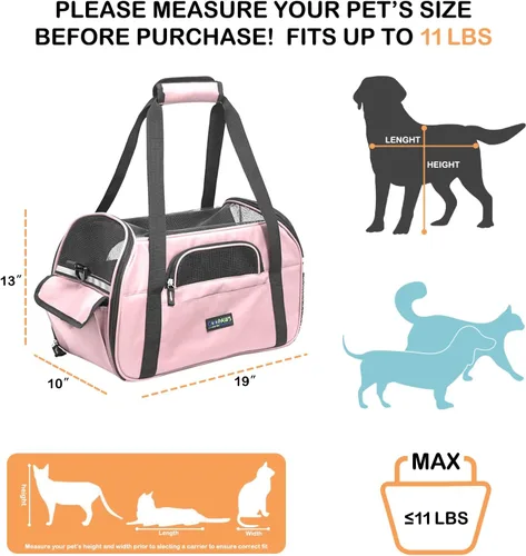 Vista 2 de JESPET Transportín de Lados Suaves para Mascotas para Perros Pequeños, Gatos, Cachorros, Transportadores de Gatos y Perros Aprobados por Aerolíneas