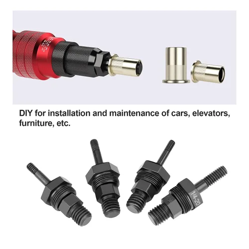 Vista 10 de Beaspire 4 PCS Mandriles 8-32, 10-24, 10-32, 1/4-20 para Pistola de Remaches Eléctrica de Taladro Inalámbrico
