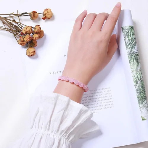 Vista 4 de Pulsera de cuentas de cristal curativo natural, pulsera de regalo ajustable para parejas