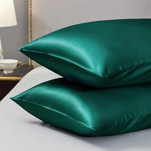 Vista 4 de Ciana Funda de almohada de satén para cabello y piel Queen - Juego de 2 fundas de almohada de seda satinada lujosas y sedosas con cierre de sobre