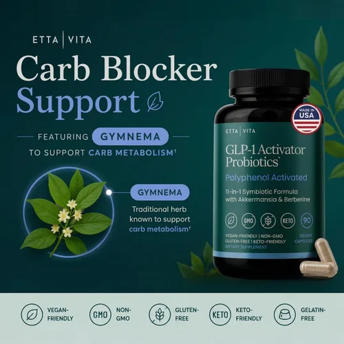 Vista 8 de GLP-1 Activador probiótico bloqueador de carbohidratos suplemento para pérdida de peso, salud intestinal, energía y apoyo metabólico - Akkermansia