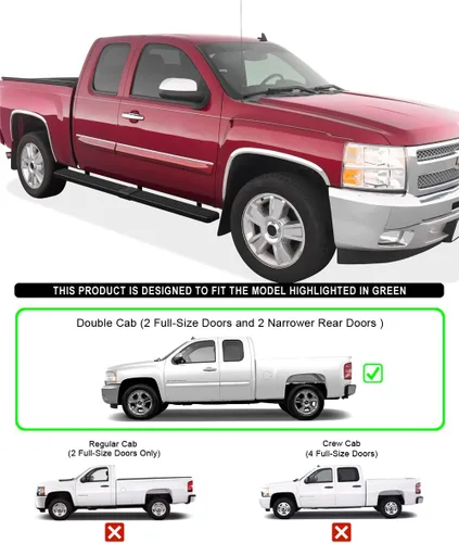 Vista 6 de HD Ridez - Tabla de acero inoxidable de 5 pulgadas de rueda a rueda, compatible con Chevy Silverado GMC Sierra 1500 2500 1999-2013 doble cabina