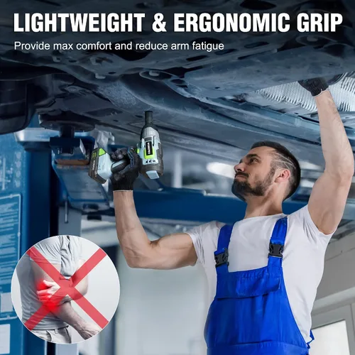 Vista 4 de WORKPRO Llave de impacto inalámbrica de 20 V, de 1/2 pulgada, par máximo de 320 pies-libra, batería de iones de litio de 2.0 Ah con cargador rápido