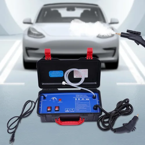 Vista 2 de Limpiador de vapor de mano de 1700 W, limpiador de vapor a presión de 110 V 3-5 bar, limpiador de vapor portátil resistente 3 en 1 para auto