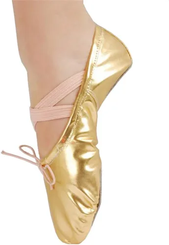 Vista 2 de missfiona Zapatillas de ballet de piel sintética para mujer, zapatos de danza con suela dividida para el vientre plano para adultos