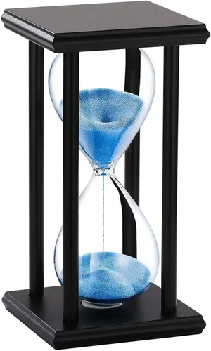 Vista 8 de SuLiao Reloj de Arena de Madera de 30 Minutos, Soporte de Madera Negro Temporizador de Arena, Reloj de Arena Negro de 30 Minutos, Antiguo Reloj