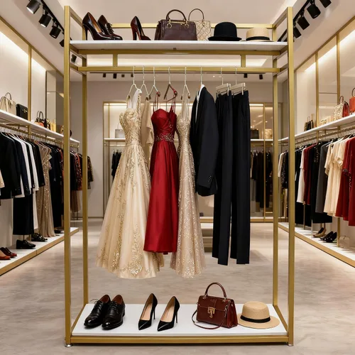 Vista 5 de Estante de ropa de 71 pulgadas con estantes, estante para vestidos de boda, estante de exhibición de ropa al por menor, resistente comercial