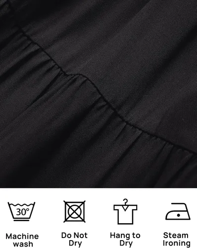 Vista 6 de ZESICA Mini vestido corto de verano bohemio 2025 con cuello cuadrado, manga abombada, hombros descubiertos, fruncido, escalonado, casual