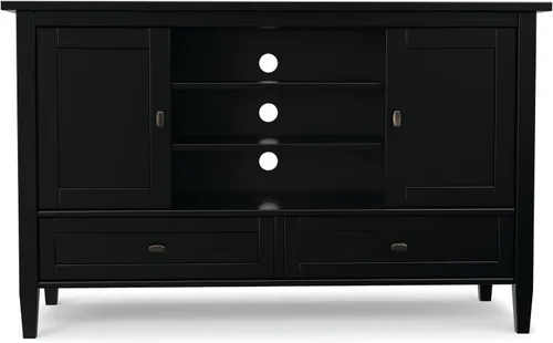 Vista 5 de SIMPLIHOME Warm Shaker - Mueble para TV de MADERA MACIZA de 47 Pulgadas de Ancho Estilo Transicional en Negro Para TVs de hasta 52 Pulgadas, Para