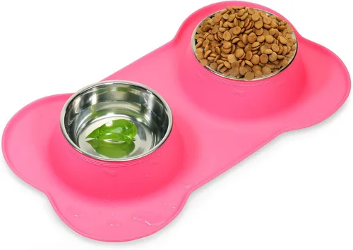 Vista 11 de AsFrost Tazones de comida para perros, cuencos de acero inoxidable para perros, juego de cuencos para agua y alimentos con alfombrilla de silicona