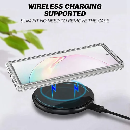 Vista 6 de Funda para teléfono Galaxy Note 10 Plus SM-N975U con protector de pantalla de vidrio templado, carcasa protectora de cuerpo completo transparente