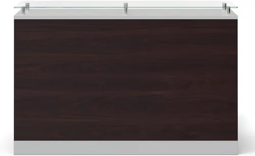 Vista 4 de NBF Recepción Mostrador frontal superior de vidrio para recepción de salón, madera flotante Gris