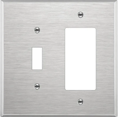 Vista 43 de ENERLITES - Placa de pared combinada para interruptor de palanca y enchufe decorativo, cubierta de acero inoxidable 201, resistente a la corrosión