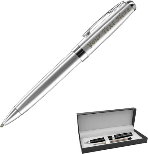 Vista 8 de Bolígrafos personalizados, estuche para bolígrafos grabado personalizado para hombres, bolígrafos Twist Action 0.7, juego de bolígrafos de Negro