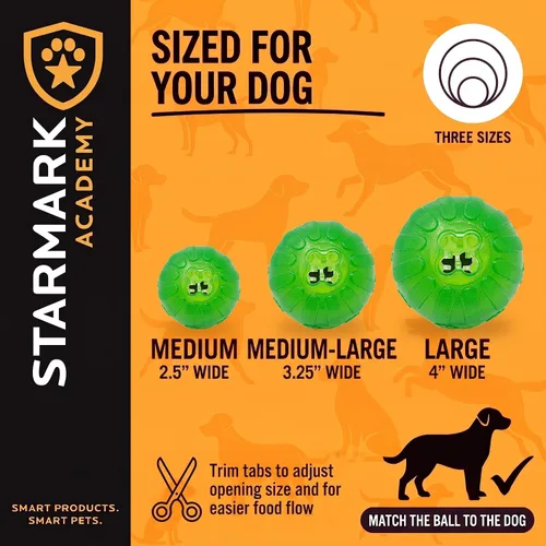 Vista 12 de Starmark Treat Dispensing Chew Ball - Juguete resistente para perros, mediano/grande para razas grandes