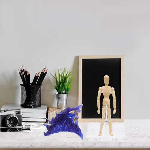 Vista 6 de Conjunto de soporte para figuras de acción con efectos de fuego - Soporte de exhibición color púrpura y azul para modelos de 6-12 pulgadas, fácil
