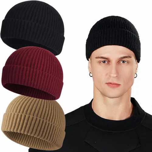 Vista 80 de ROYBENS Swag Wool Knit Cuff Short Fisherman Beanie for Men Women Winter Hat 1 albaricoque