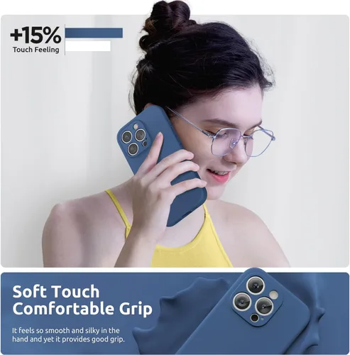 Vista 6 de SURPHY Funda diseñada para iPhone 15 Pro Max con protector de pantalla y cordón, correa de teléfono y funda de silicona líquida para teléfono