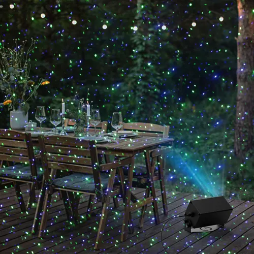 Vista 7 de Proyector de luz láser de estrellas al aire libre, AIRIVO RGB 3 colores 11 efectos de iluminación luces de luciérnaga proyección de luz, luces láser