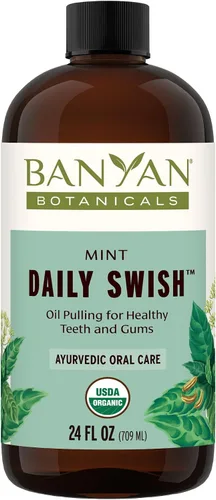Vista 11 de Banyan Botanicals Paquetes de viaje orgánicos diarios de menta Swish – 12 unidades – Aceite ayurvédico para enjuague bucal para la salud bucal