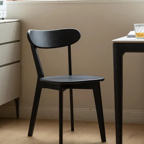 Vista 6 de JUSTONE Mid-Century - Juego de 2 sillas de comedor modernas de madera maciza con respaldo ergonómico, estilo granja para comedor (negro)