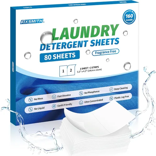 Vista 8 de FIXSMITH Hojas de detergente para ropa – 60 cargas (30 hojas) aroma de lino fresco – hipoalergénicas, ecológicas, hojas de jabón de lavandería ultra